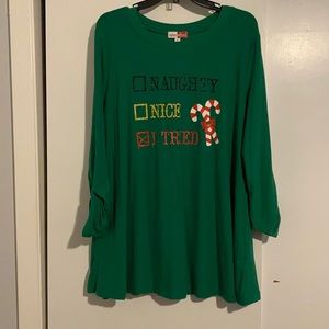 XL green long sleeve Christmas tee
